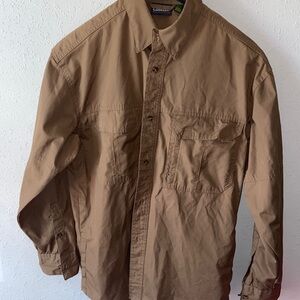 Cabela's Vented Cargo Button Snap Shirt Med Khaki Fishing Hunting G3